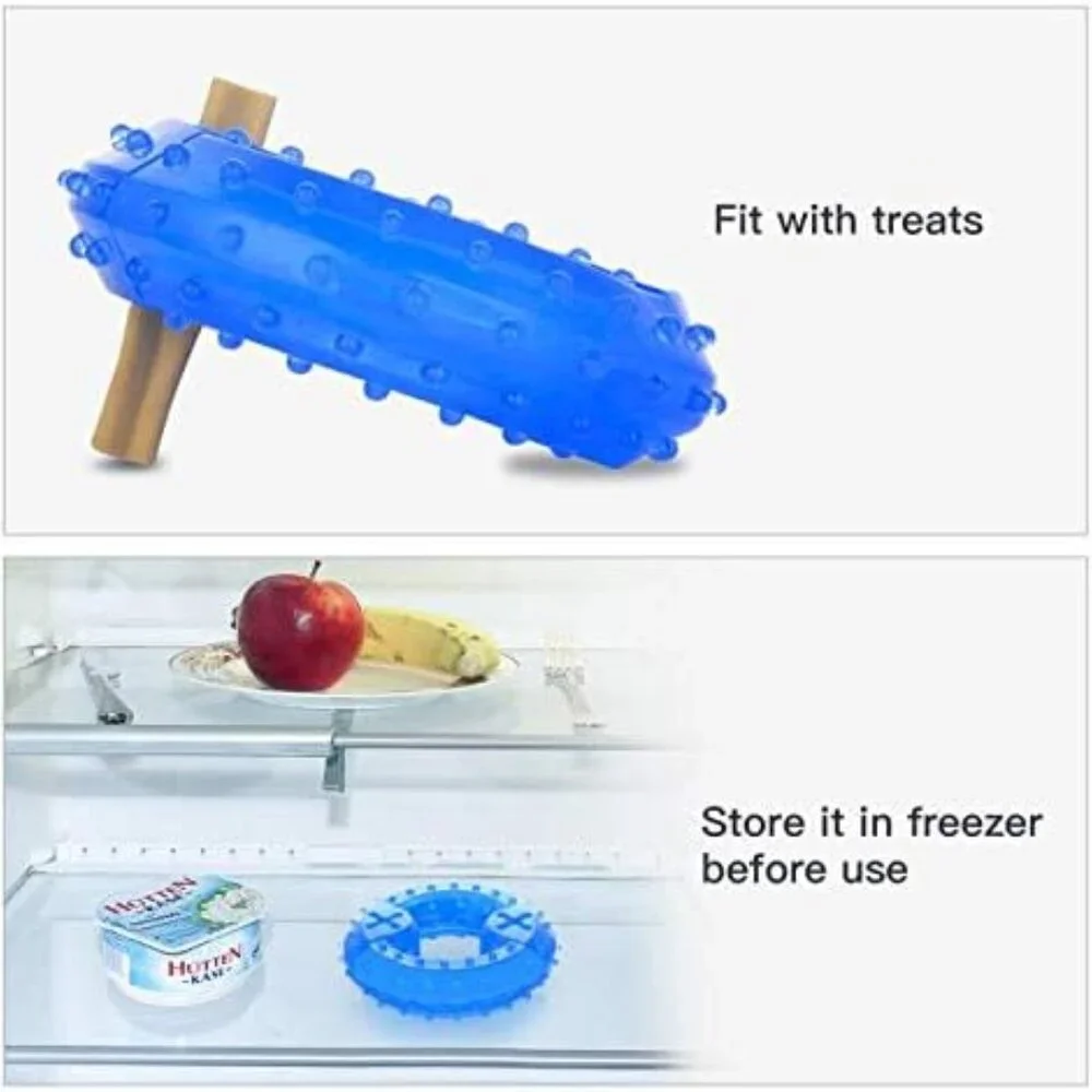 Pet Teether Cooling Chew Toy for Dogs and 2 Puppy KONG Natural Teething Rubber